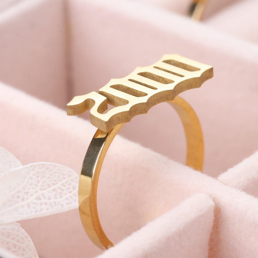 R-bunga Tahun Cincin Wanita Gadis Perhiasan Ulang Tahun Fashion Adjustable Khusus Tanggal Lahir