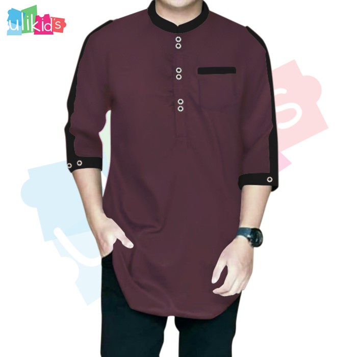 Baju Koko Terbaru Baju Koko Muslim Pria Terbaru 2021 Baju Koko - Burgundy, L