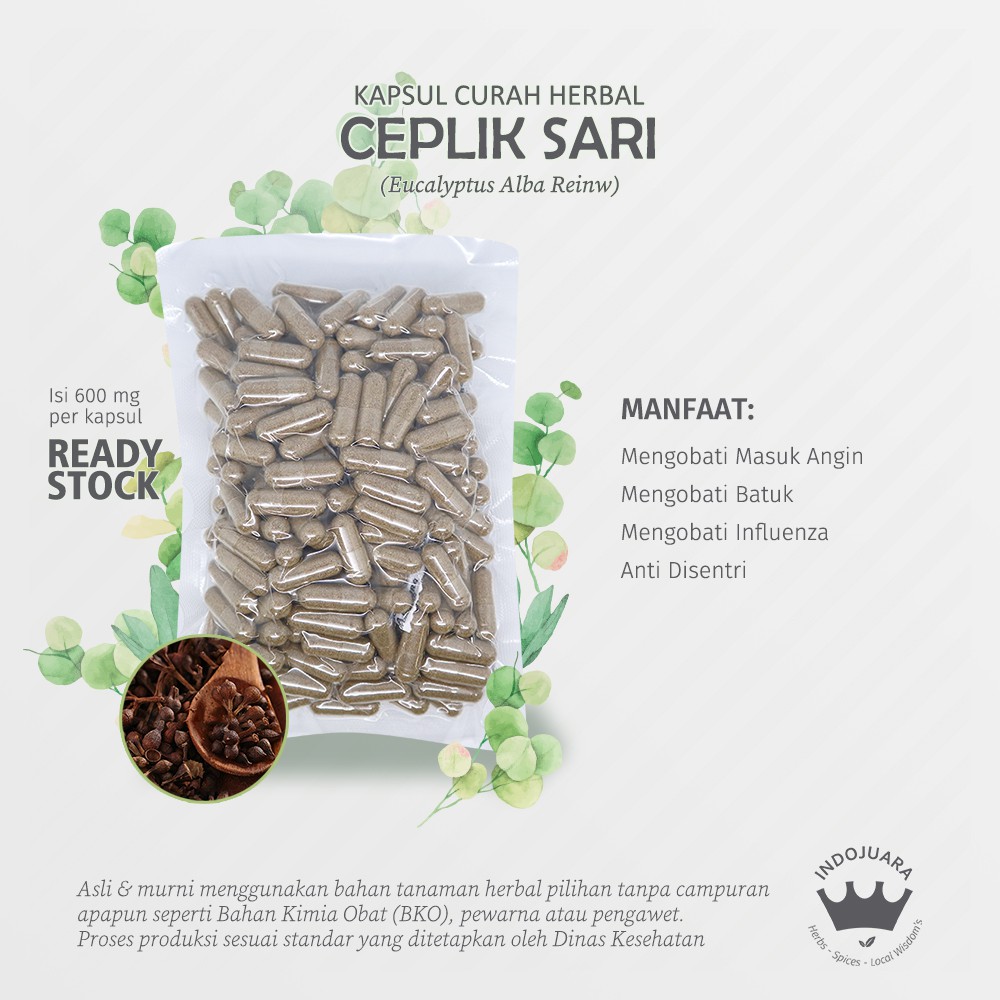 

CEPLIK SARI 200 Kapsul Curah Herbal Disentri Masuk Angin Batuk Influenza