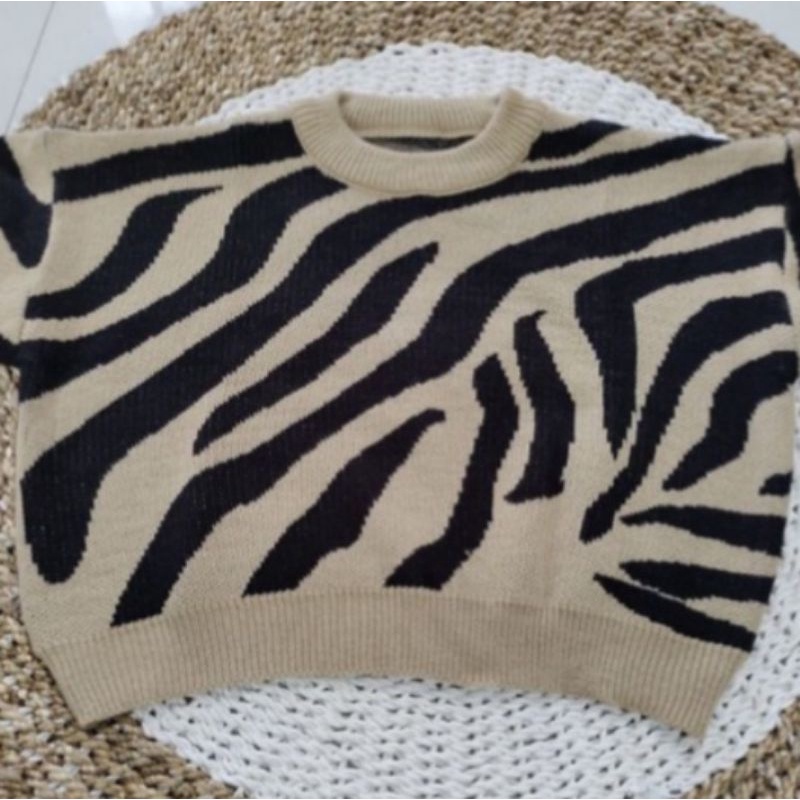 Sweater rajut zebra | Arabela Zebra Crop Blouse | sweater PREMIUM | swater blus