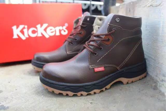 Sepatu Boots Touring Adventure Kickers Safety Besi Sleting Kerja Pria Hitam Dan Cokla T1D6