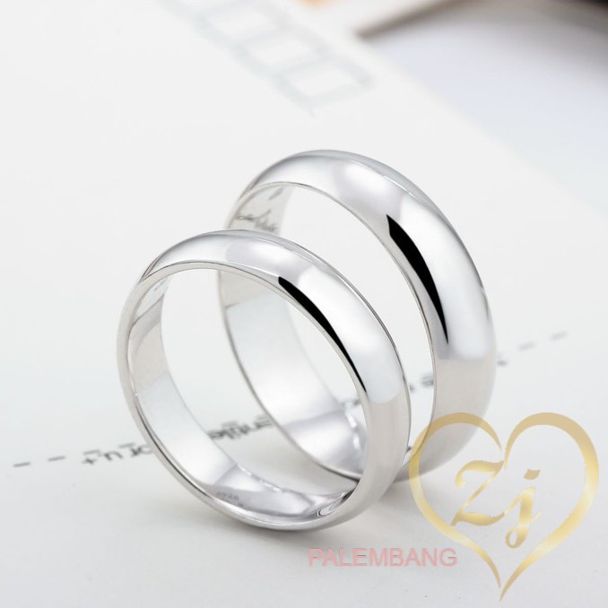 Cincin Kawin Cincin Tunangan Couple Perak Murni 99% Lapis Emas Putih Handmade Anti Karat CP-210845