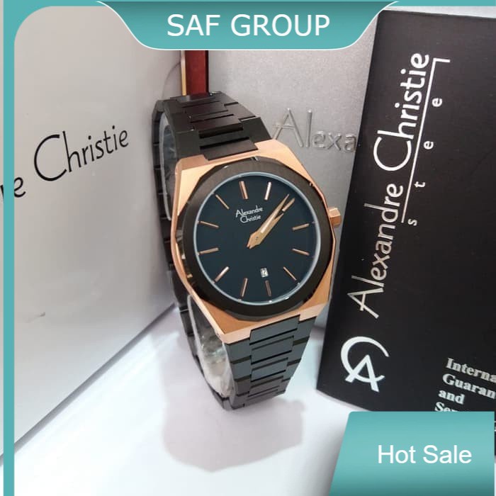 JAM TANGAN WANITA ALEXANDRE CHRISTIE AC 8600 / AC8600 ROSEGOLD BLACK ORIGINAL by plp