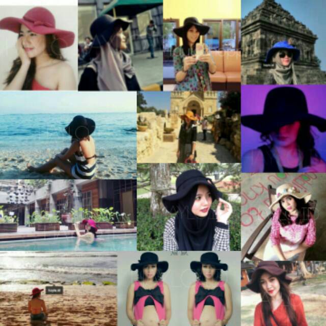 Pemakaian Floppy Hat Dewasa / Topi Floppy Lokal / Topi Pantai Floppy