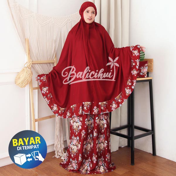 Balicihui Mukena Nadia Maroon 1 Mukena Bali Jumbo Mukena Bali Dewasa by Balicihui