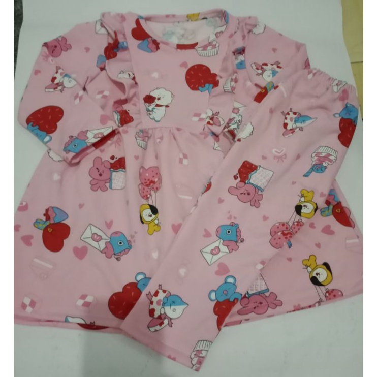 set tunik anak perempuan BTS dr usia 1tahun sampai 9tahun