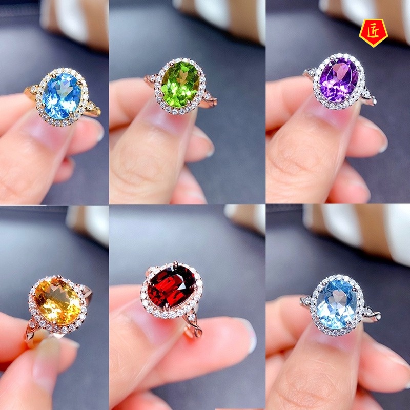 [Ready Stock]Fashion Creative Natural Topaz Garnet Ring