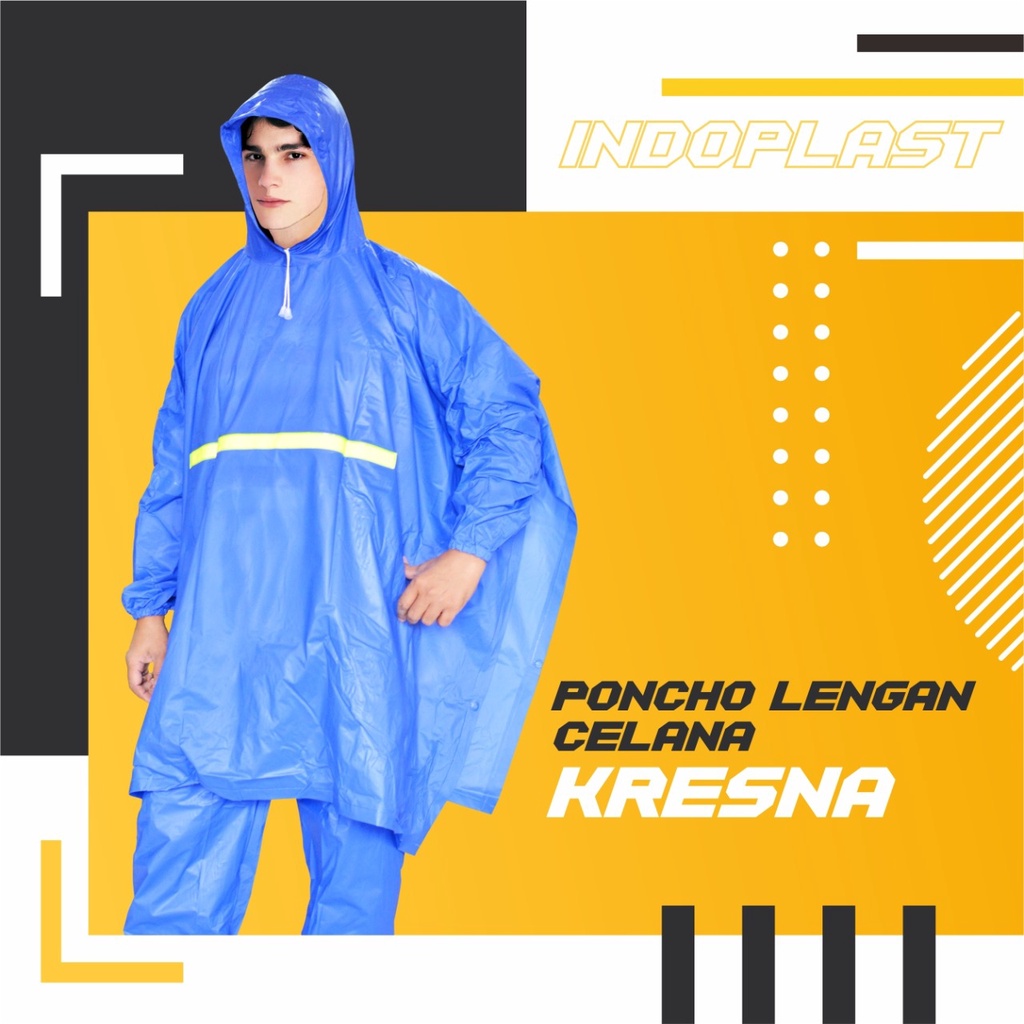 Setelan Jas Hujan Ponco Celana Lengan / Jas Hujan Pria - Kresna BISA COD 4U CLOTHING