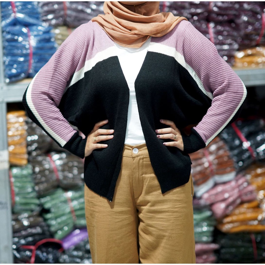 belleza outlet baju rajut Cardigan rajut atasan wanita batwing combi