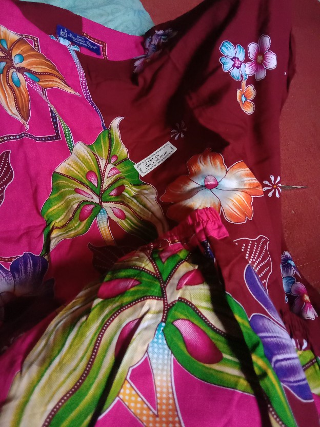 Setelan Jumbo Batik Kerah Bulat Kencana Ungu Ll 2l Ld 130 Pc 65