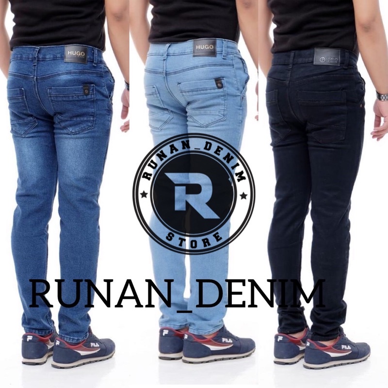 Celana jeans pria panjang slim fit skiny pensil levis hitam standar reguler jumbo murah