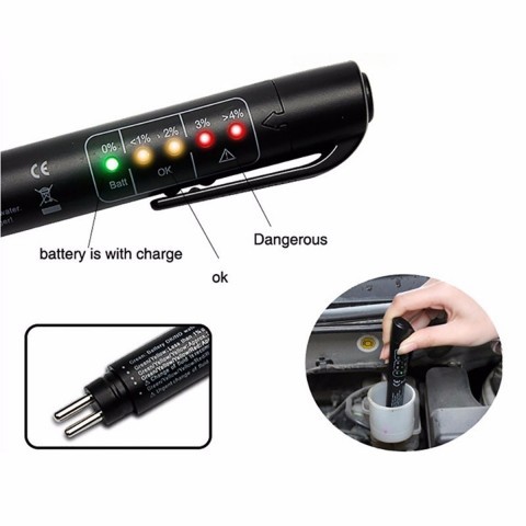 Universal Vehicle Car Brake Fluid Tester Pen Tool Detector DOT 5 LED