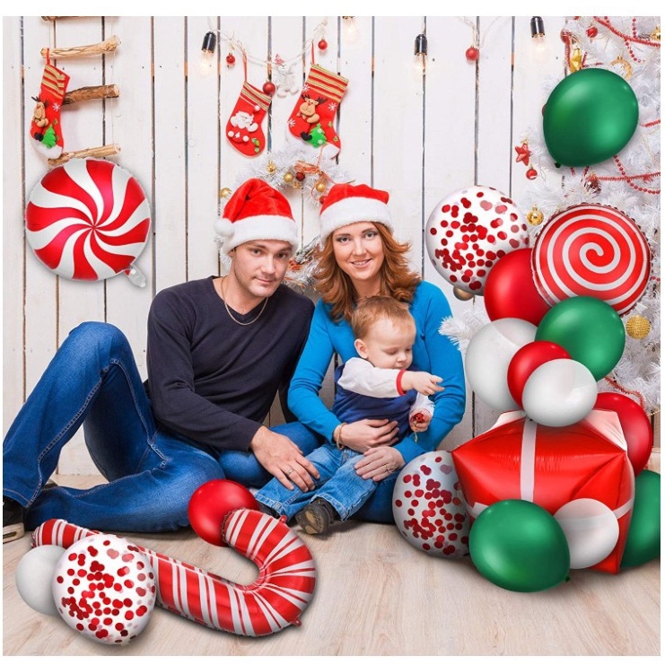 [ Christmas DIY Cane Balloons Decoration for Home Merry Christmas Party Shopping Mall Hotel Background ]