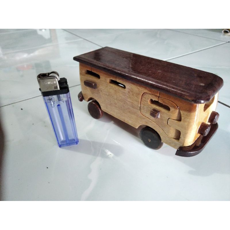 (TERMURAH) MINIATUR BUS MOBIL KAYU UK SEDANG BESAR