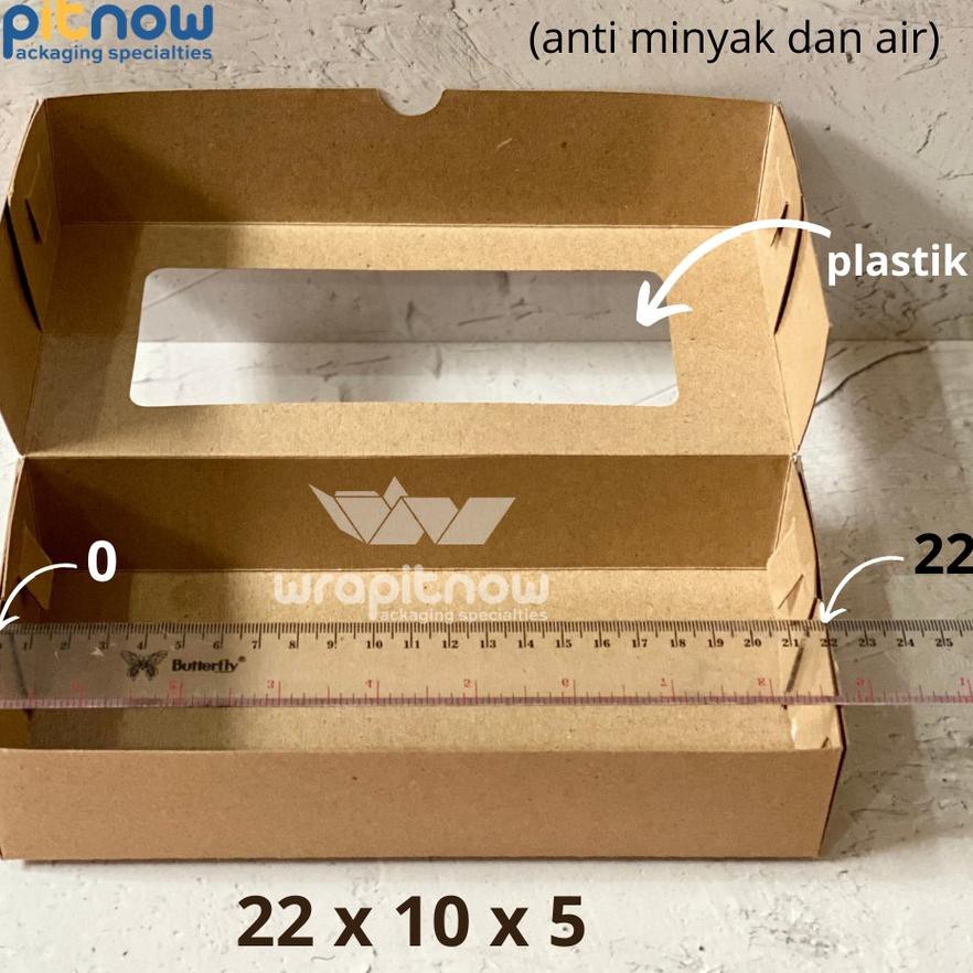 

(FLASH SALE) (isi 50 pcs) Dus Brownies M/Dus Donat Isi 3 Kraft Laminasi 22x10x5// dus roti/ dus cook