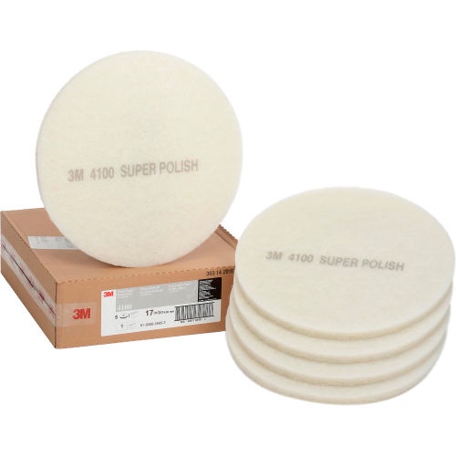 3M White Super Polish Pad 4100, 16 inch Floor Buffing Pad