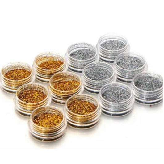 (VIP) Bubuk Glitter gold glitter silver Glitter pot 5gram silver gold hiasan nailart kutek gel ombre