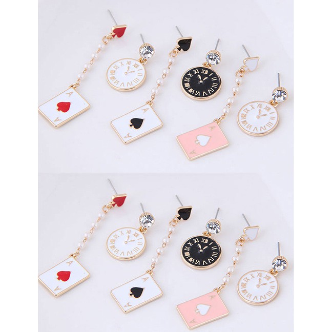 LRC Anting Tusuk Fashion Clock Shape Decorated Earrings A52202