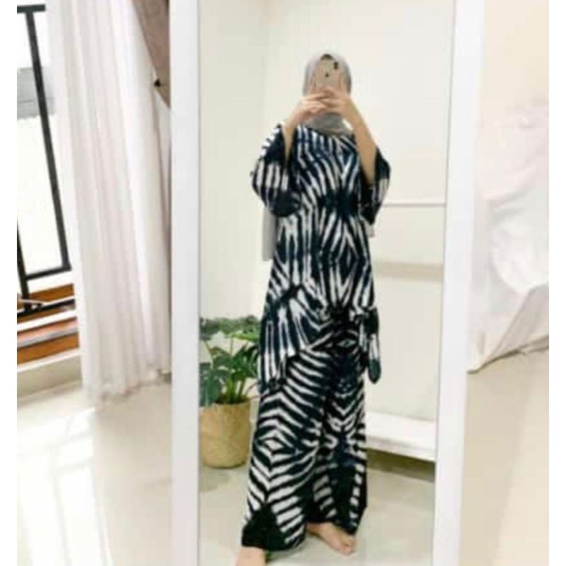 Setelan celana kulot jumbo XXL batwing batik shibori