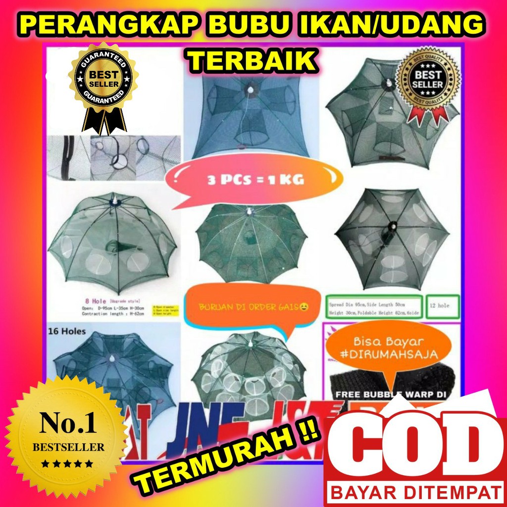 Payung Bubu/ Perangkap ikan / Bubu ikan / Jaring Ikan udang Jaring Jebakan ikan