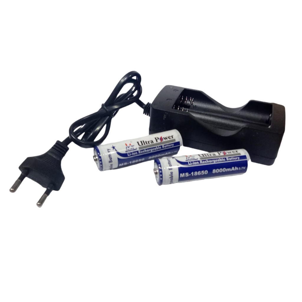 Charger + 2 Baterai 18650 Li-ion 3.7v - 8000mAh