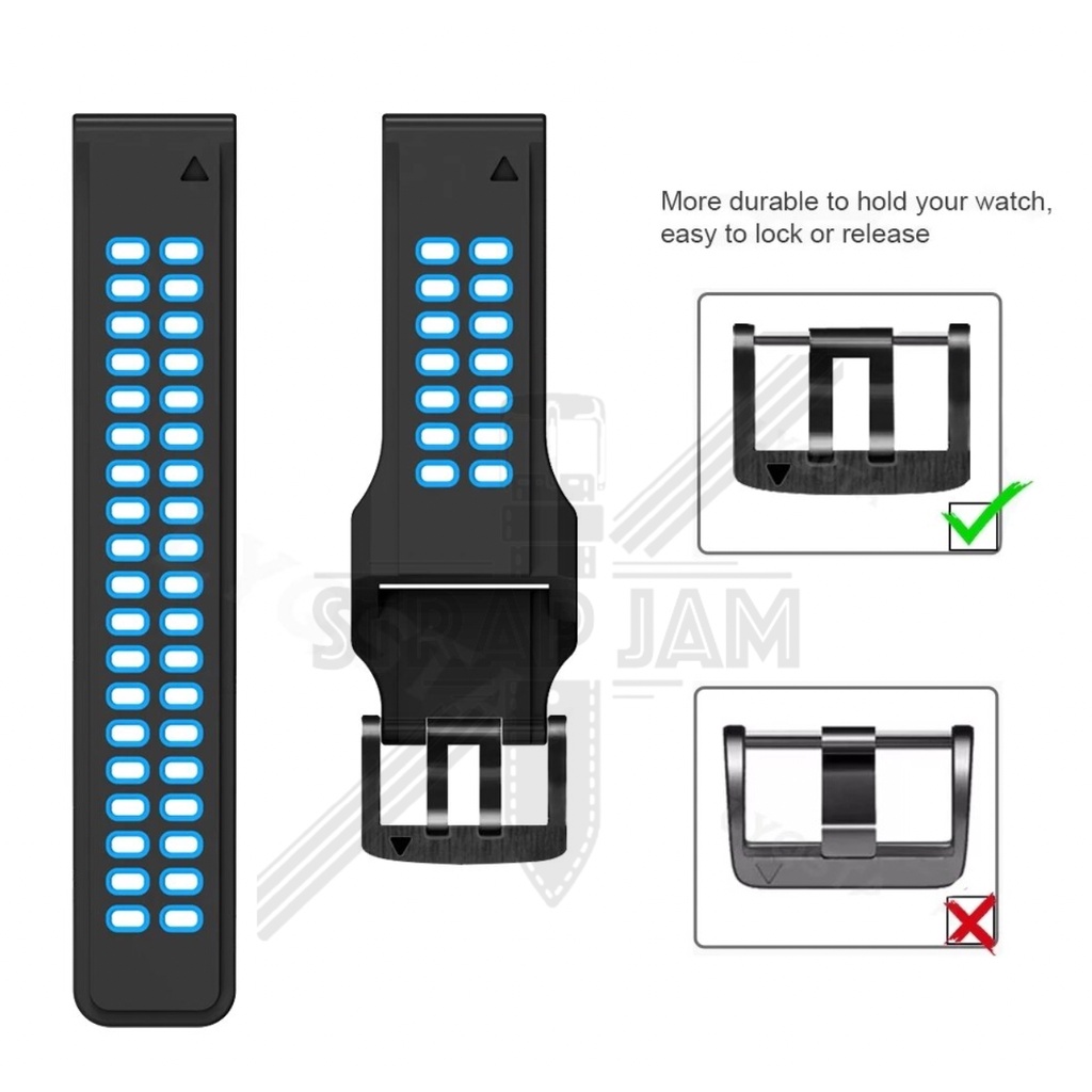 TRD Strap Garmin Fenix 6 / Pro / Solar 47mm - Tali Jam Quick Fit 22mm Silikon Rubber Untuk Olahraga
