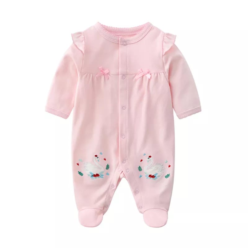 BROWNIEGROUND- Baju baby impor korea anak perempuan  motif lucu impor 0-1 TAHUN MOTIF BUNGA ANGSA