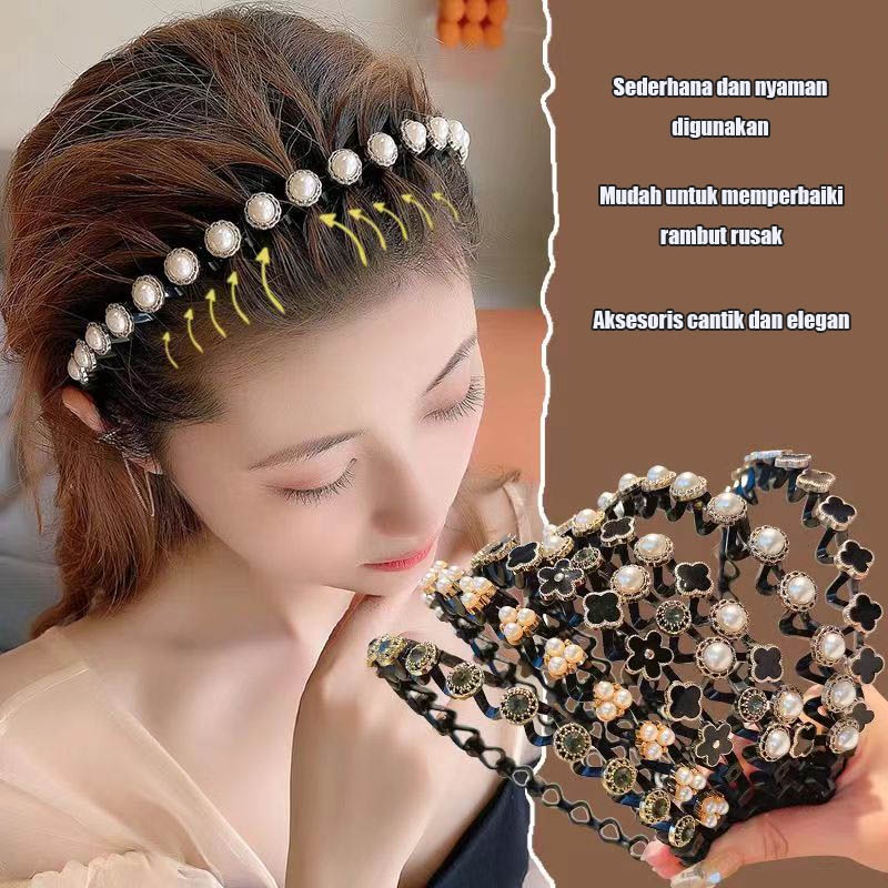 【READY STOCK】Bando Fashion Korea Bando Rambut Mutiara Cantik Elastis Aksesoris