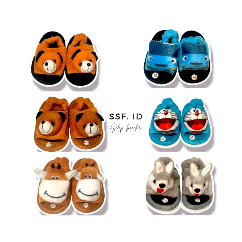 Sandal Selop - Sandal Boneka - Sendal Bulu - Sandal anak Lucu - Sepatu sandal - Bayi - Balita - anak perempuan - anak laki-laki