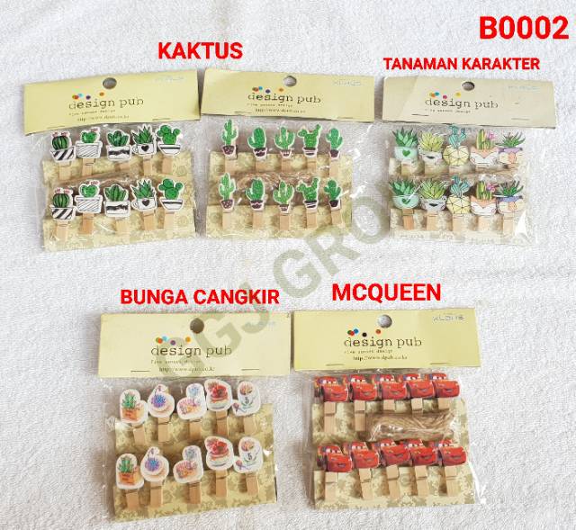 DC B ( B0002 ) 1 PAKET WOODEN CLIP PAPER PENJEPIT KAYU FREE TALI / TIDAK BISA MEMILIH