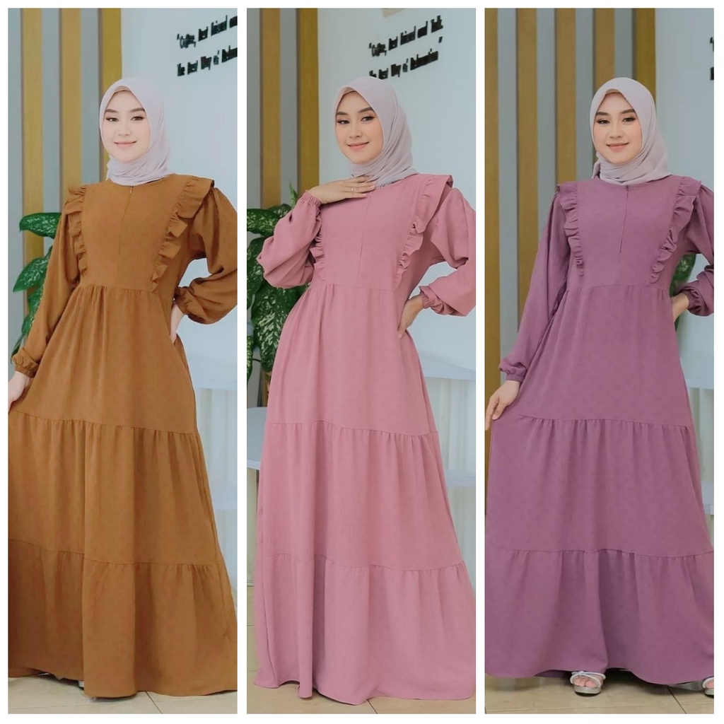 [A.F]Baju Gamis Remaja Tasya Dress Wanita muslim Gamis Crinkle Terbaru Dres Busui Gamis Polos Fashio