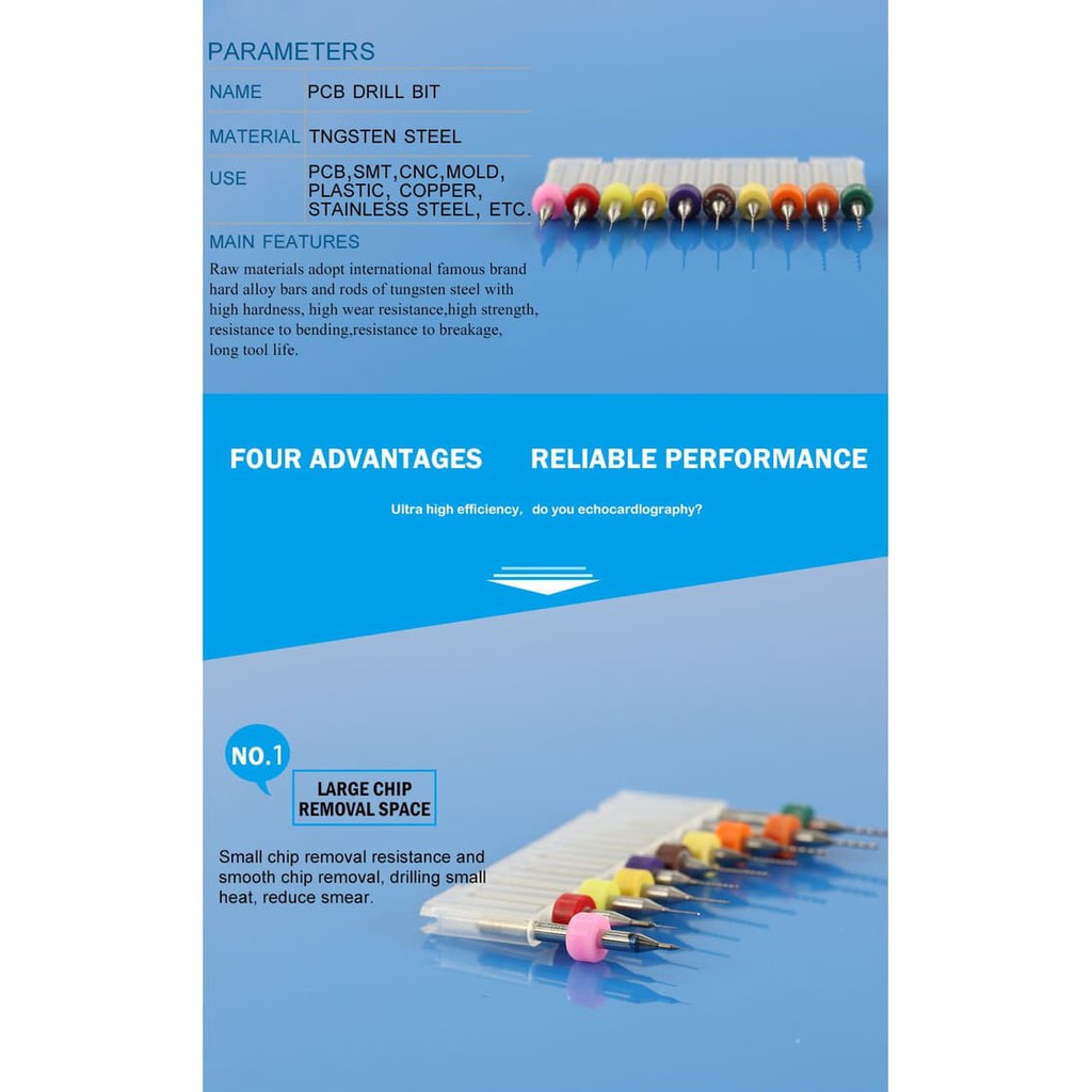 Mata Bor SET 0.1-1.0mm CNC Tungsten Carbide Micro PCB *MBC99