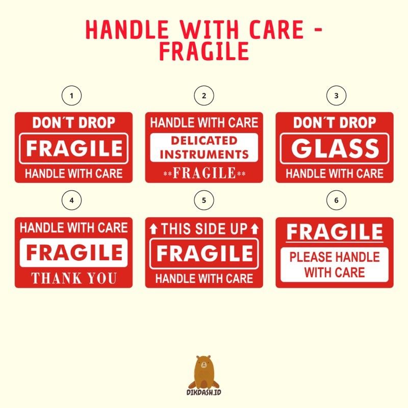 Jual STICKER HANDLE WITH CARE | STICKER FRAGILE | STICKER MURAH