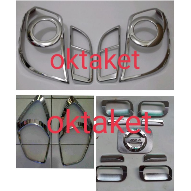 paket lengkap Agya Ayla lama 2012-2016 garnish depan belakang outer handle tank cover Sporty Chrome