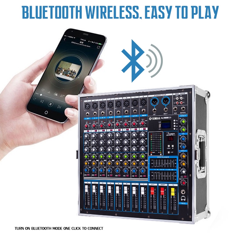 Mixer Audio Profesional GJS-8/GJS-8S Termasuk mikrofon nirkabel UHF Penguat Saluran 2 1800 Watt EQ 2-lapisan, EQ 7-band yang dapat disesuaikan Efek reverb 16DSP bawaan Mendukung fungsi perekaman Bluetooth/USB/PC/MP3 Peralatan Audio