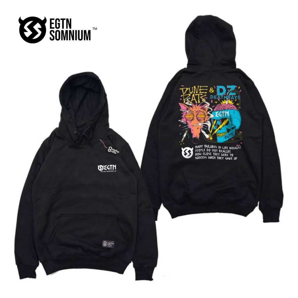 JAKET HOODIE PRIA EIGHTYNINE DUNE &amp; RATS BLACK SERIES MOTIF DEPAN BELAKANG / JAKET HOODIE PRIA DISTRO MOTIF FULLTAG PREMIUM / HOODIE PRIA MURAH BANDUNG