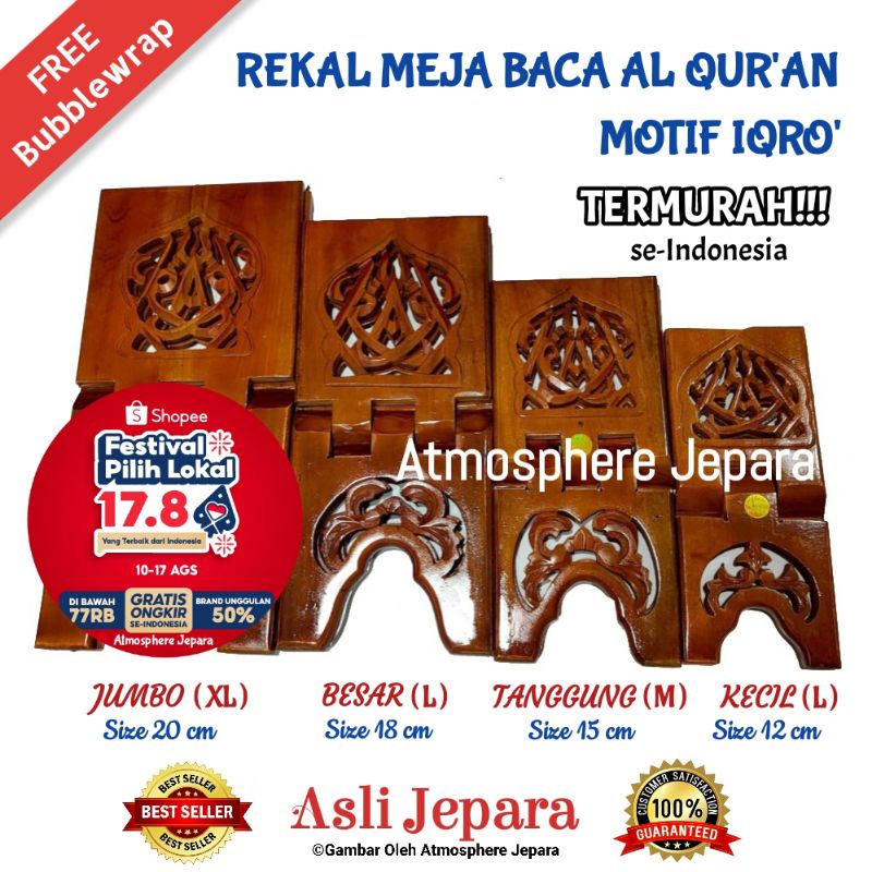 

Meja Ngaji Rekal Al Quran / Meja Alquran Motif Iqro' Finishing Glossy Asli Jepara