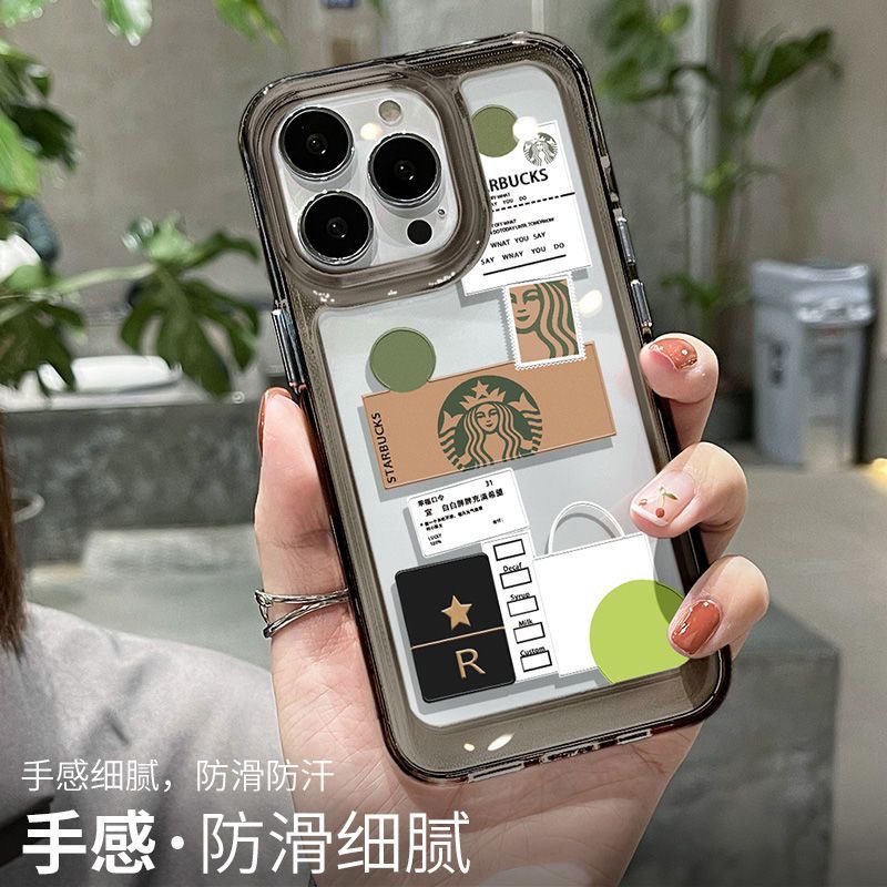 Starbucks Case Transparan Motif Kopi Kolase Untuk Iphone X 13 12pro Max 11 xs