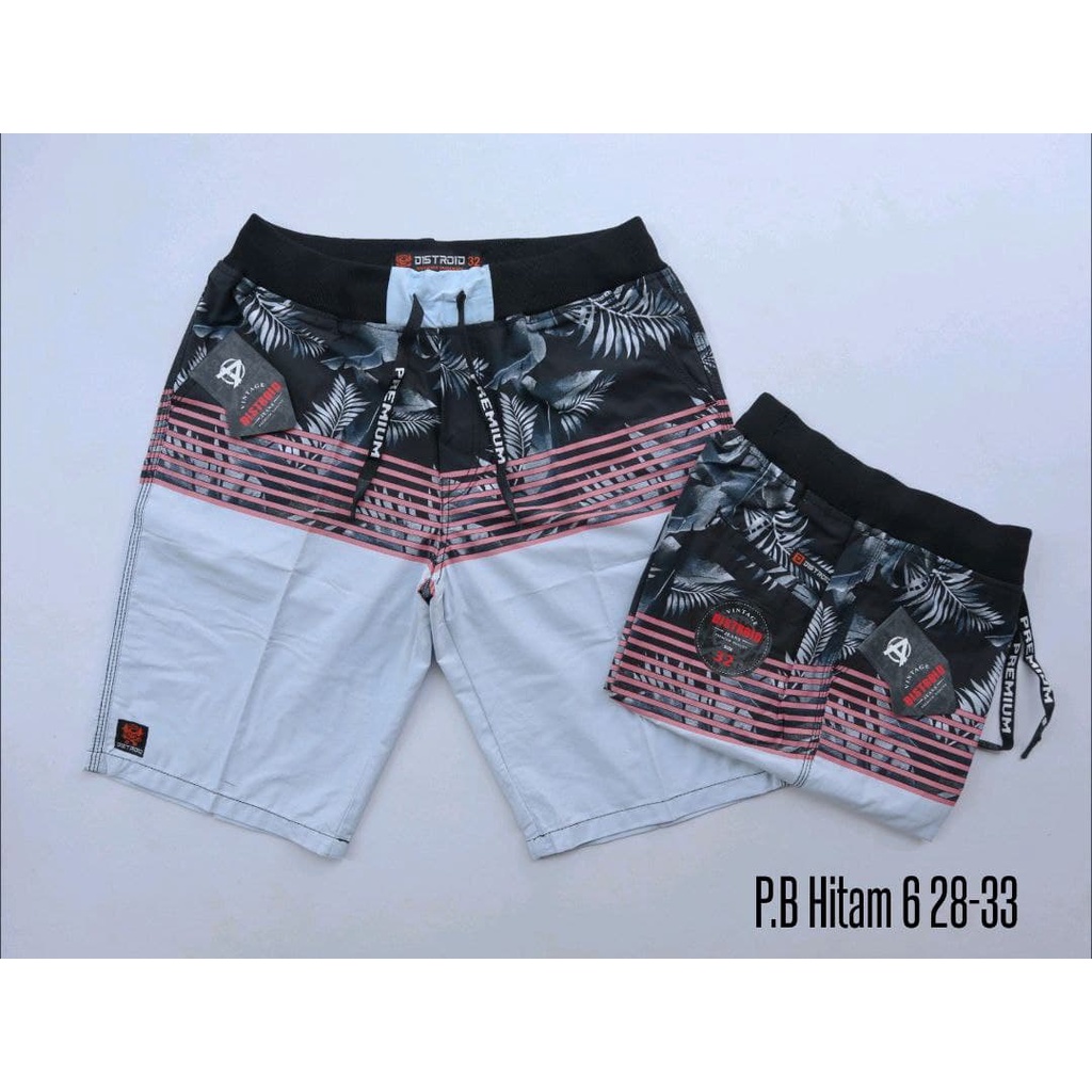 Celana Pendek Pria Surfing Distro Premium Pantai Santai kolor Rib Motif P.B 6 Size 28-33