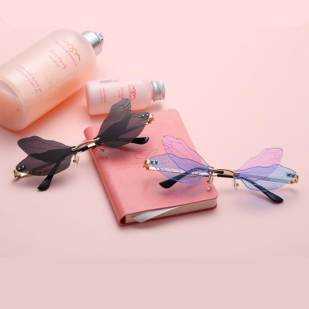 [Elegan] Dragonfly Wings Sunglasses Kaca Mata Anti Radiasi Untuk Wanita Perempuan Kacamata Anti Radiasi Untuk Wanita Sale Kaca Anti Radiasi Frameless Eyewear Women Glasses