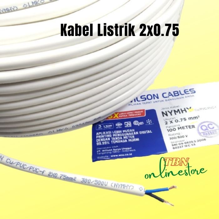 Wilson Kabel Listrik 2x0.75 Meteran - Kabel Serabut 2x0,75 NYMHY Per Meter SNI