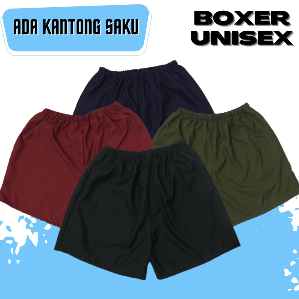 BOXER DISTRO UNISEX CELANA PENDEK REMAJA DEWASA POLOS