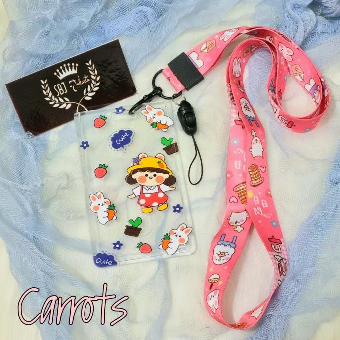 

Tempat kartu / ID card holder / Name Tag holder dengan tali lanyard - CARROTS