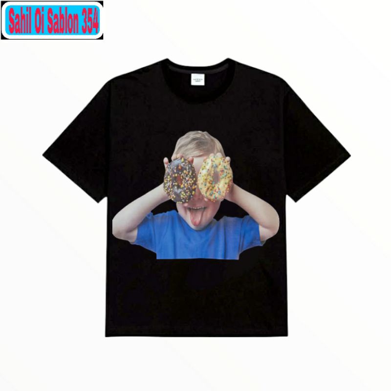Kaos T-shirt(ADLV ACME DE LA VIE)BABY FACE DONUTS/Donat Blue boy T-shirt  distro Anak/ dewasa unisex