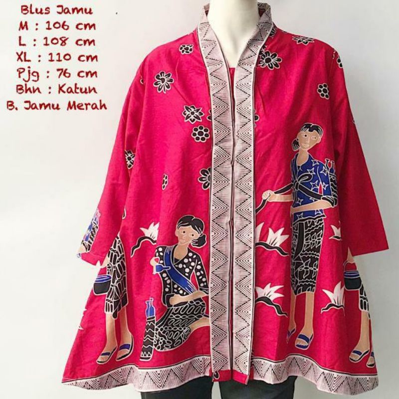 blus jamu gendong batik solo atasan kerja blis wanita  blus karakter