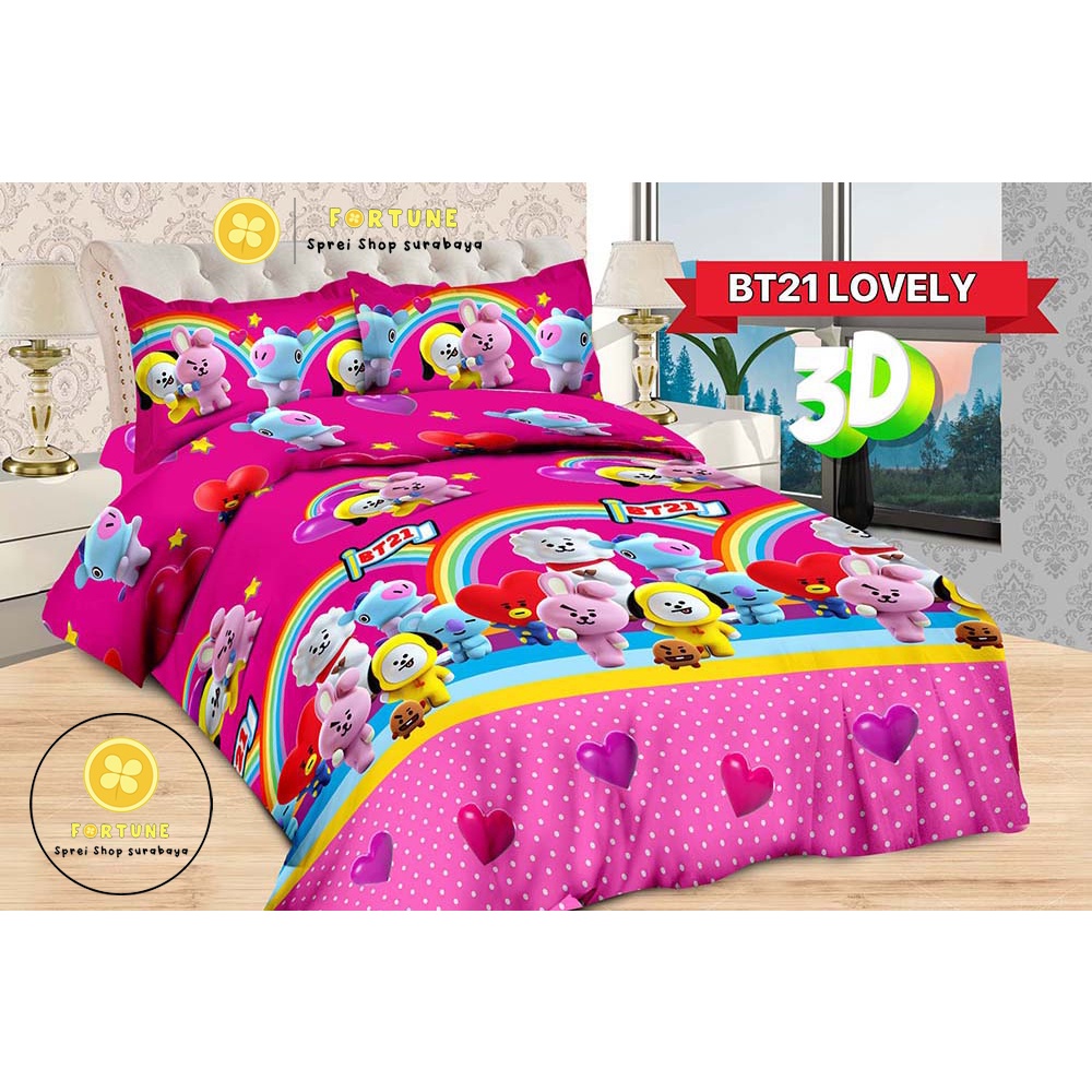 Sprei Bonita BT 21 LOVELY, BT 21 FUNNY Terbaru (Bisa COD). Sprei BTS Bonita king 180x200, queen 160x200, 120