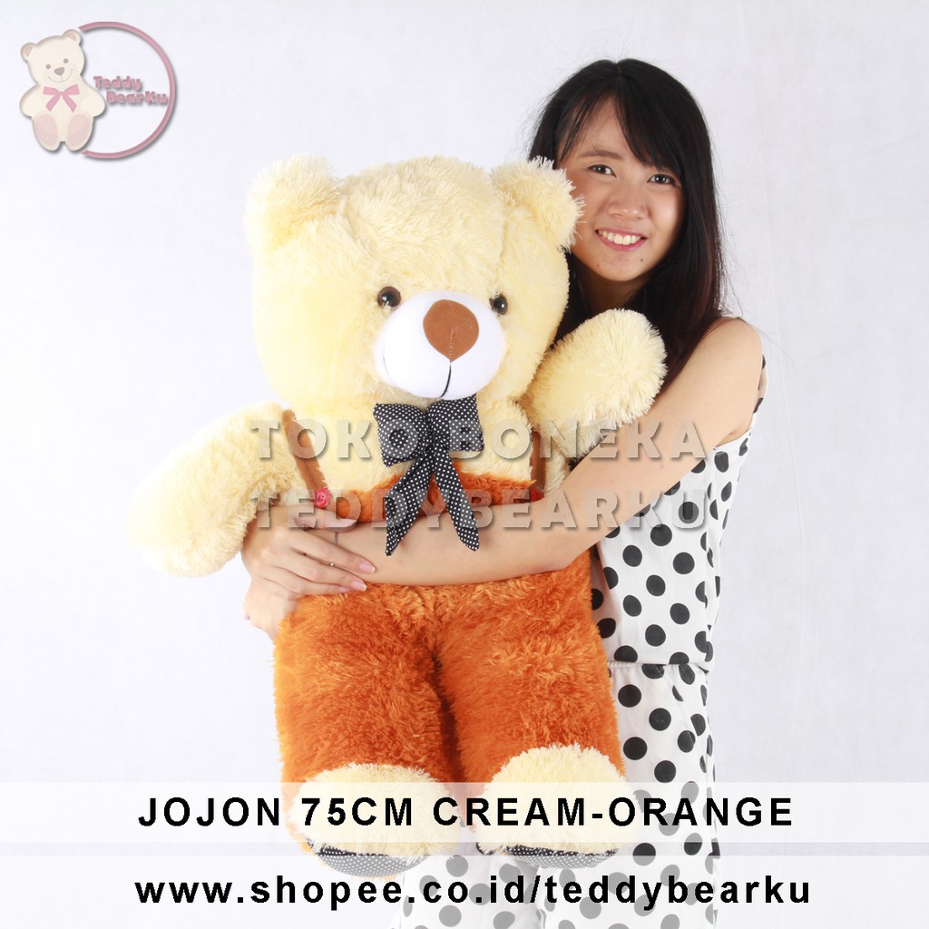 Boneka Teddy Bear 75 CM Model Jojon Cream-Orange