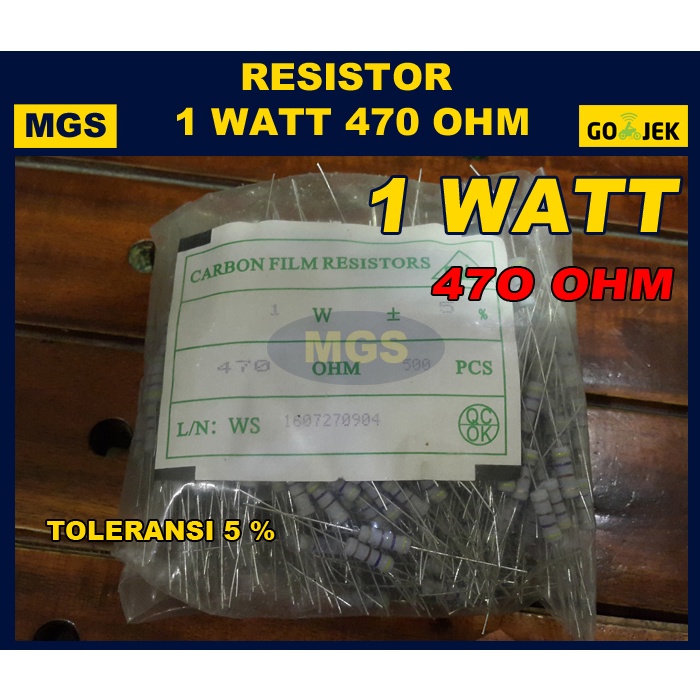 200Pcs Resistor 1 Watt Tulis Ukuran