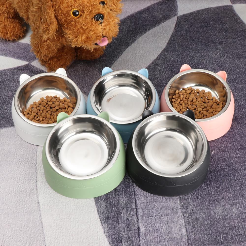 Solighter Mangkuk Makan Tahan Lama Puppy Feeder Piring Makanan Air Stainless Steel