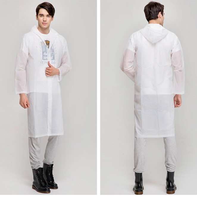 White Raincoat Poncho Jas Hujan Portable with Hood 369 Grab Medan